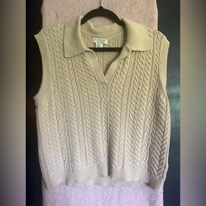 BNC Rachel Zoe Creme Beige Cable Knit Sweater Vest